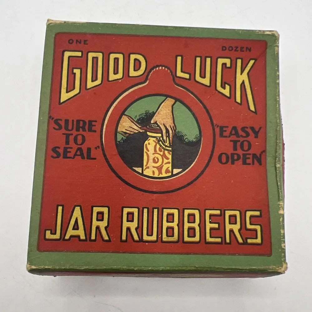 Vintage 1910's Good Luck Jar Rubbers Open‎ Box Only 8 Included